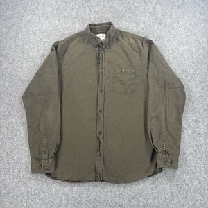 Norse Projects Men's Large Cotton Button Down Shirt Green Twill Long Sleeve